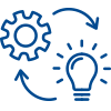 Icono que muestra un engranaje y una bombilla de luz